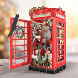 Santa in a red Christmas phonebox pop up card