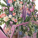 "Mother's Day Pink Flower Car" - 3D Pop Up Greetings Card