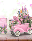 "Mother's Day Pink Flower Car" - 3D Pop Up Greetings Card