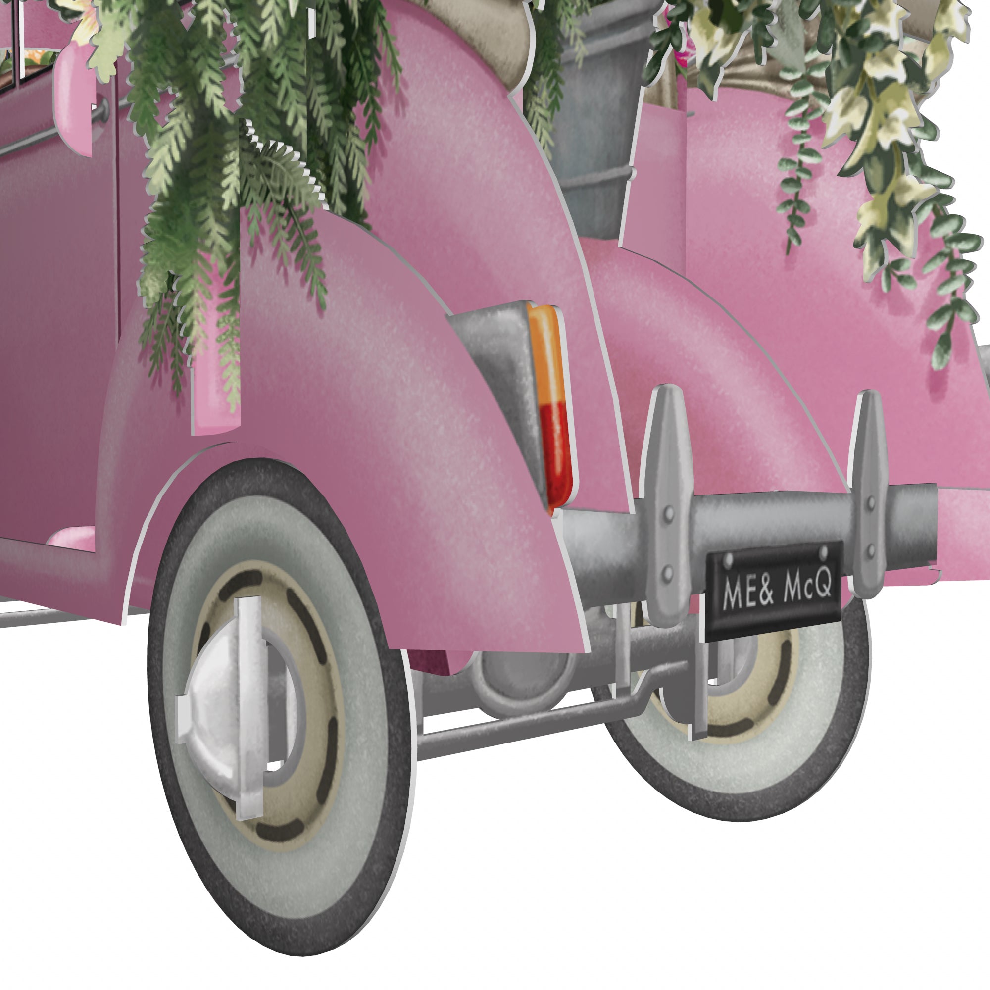 &quot;Mother&#39;s Day Pink Flower Car&quot; - 3D Pop Up Greetings Card